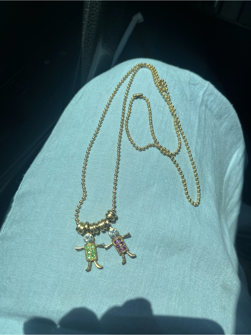 Vintage 90s K.I.S Birthstone Brats Necklace May And February rhinestones Charms